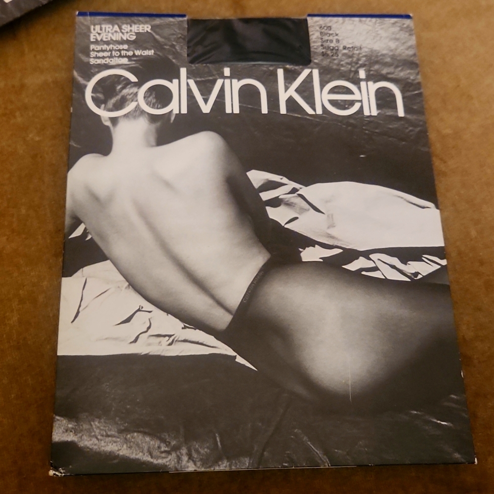Vintage Calvin Klein Pantyhose Ultra Sheer Control Top Pantyhose Size B Black